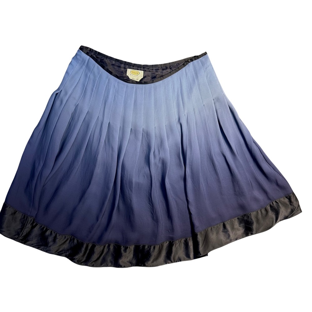 Talbots 100% silk blue ombre pleated skirt 14 Petite